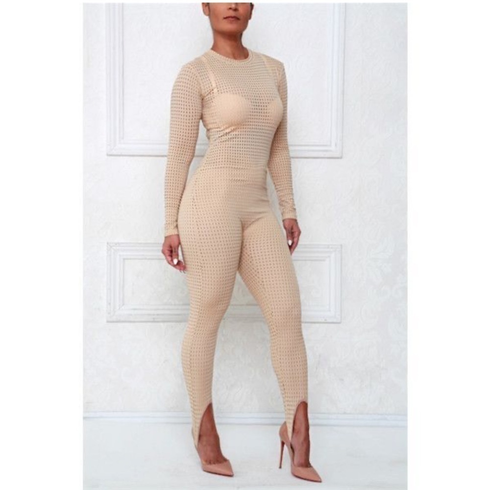 Ricki Brazil Au Naturel Mesh Stirrup Catsuit Jumpsuit Size Small